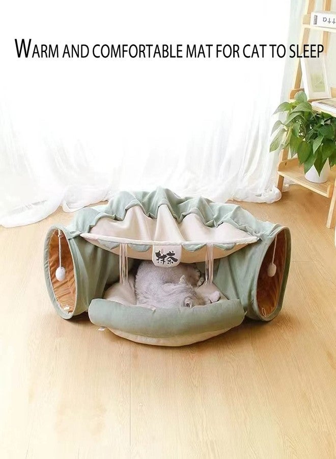 EAEDMY Cat Rabbit Tunnel Bed Nest for Cats Indoor, with Collapsible Washable Soft Cushion, Plush Ball and Exercise Wheel Tube, Fit for Puppy Bunny Kitty Kitten Ferret - Image 3